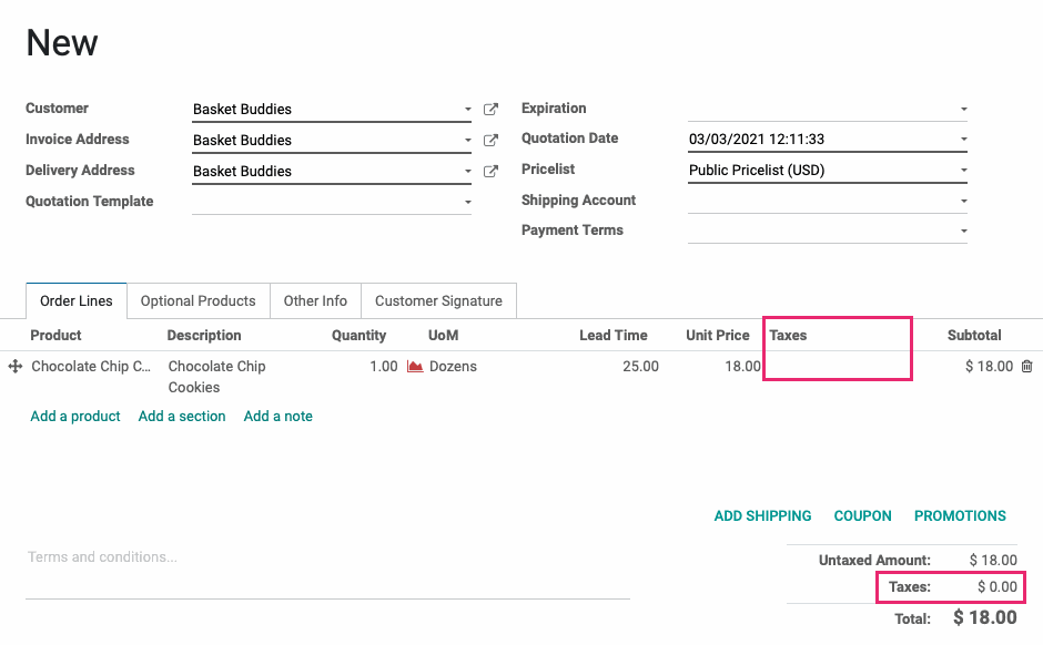 Odoo image and text block